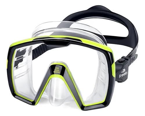 Freela Adult Swim Goggles Mask for Adult with Nose Cover, Tempered Glass Anti Fog Waterproof 180° Clear Wide View men women