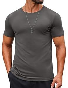 COOFANDY Mens Summer Tshirt Shirts Summer Big and Tall Undershirts Basic Tee Tops Dark Grey, XXL