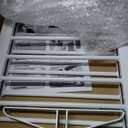 White Metal Dog Gate for Small Dogs - 13.3" Short Freestanding Puppy Gate with Retractable Sliding Rail, No Installation, Indoor/Outdoor Use, Foldable & Portable Pet Barrier