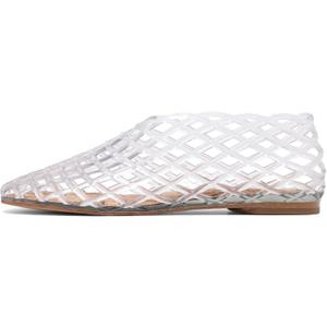 Molozoey Jelly Mesh Ballet Flats - Comfortable Clear Jelly Shoes, Adult Women's Closed Toe Flats Sandals