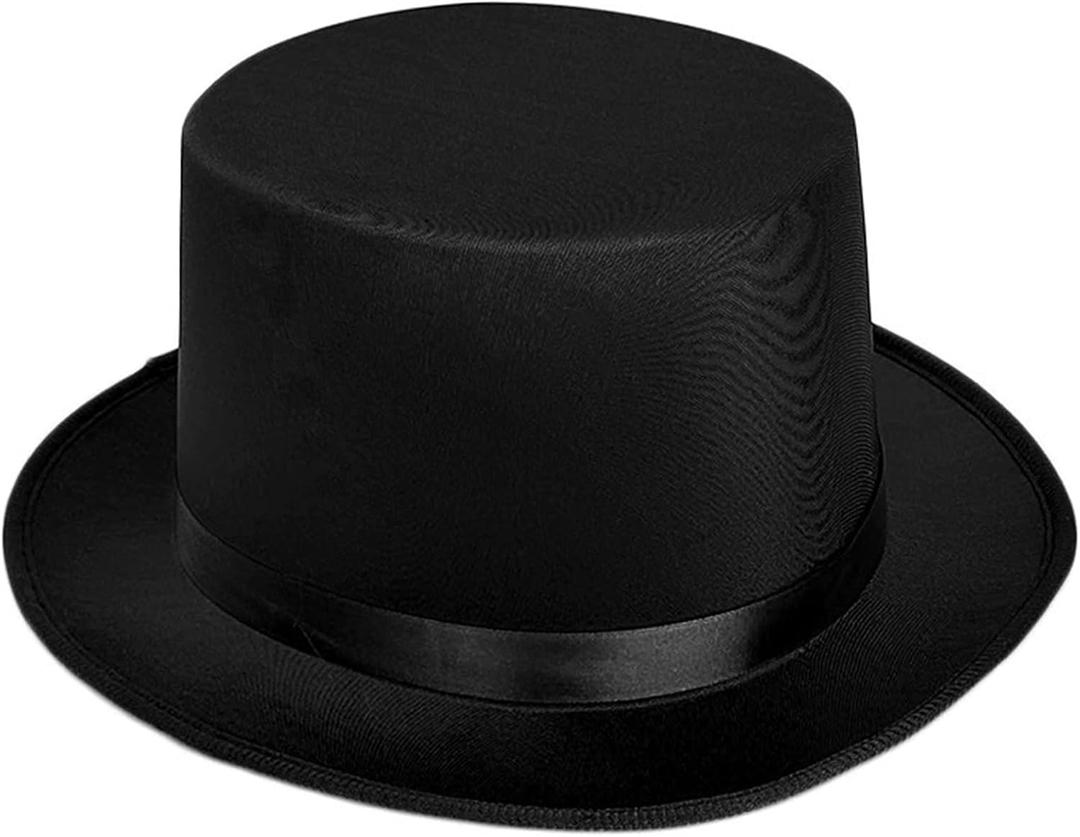 Top Hat for Men Women Adult, Magician Victorian Pilgrim Theatrical Clown Bowler Tailcoat, Cosplay Costume (Black)