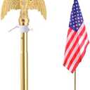 iElyiEsy 6FT Indoor American Plag pole Kits, Gold Eagle Topper Plagpole,Deluxe Presidential Office Flagpole Set,Premium Oak Pole, 2 pack,Premium Aluminum Pole Heavy Duty Flag Pole with 3x5Ft US Flag for Schools, Office,Hall
