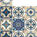 25 PCS Moroccan Style Tile Sticker, 4x4 Inch(10x10cm) Traditional DIY Murals, Tile Waterproof Oil Proof Removable Decals for Bathroom & Kitchen Backsplash (TS-029)