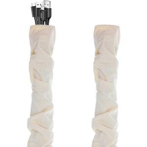 2 Pcs Fabric Cord Cover, 6 Feet Chandelier Chain Cover for Lighting Wires and Lamps, Easy Install Cable Management Solution, Beige
