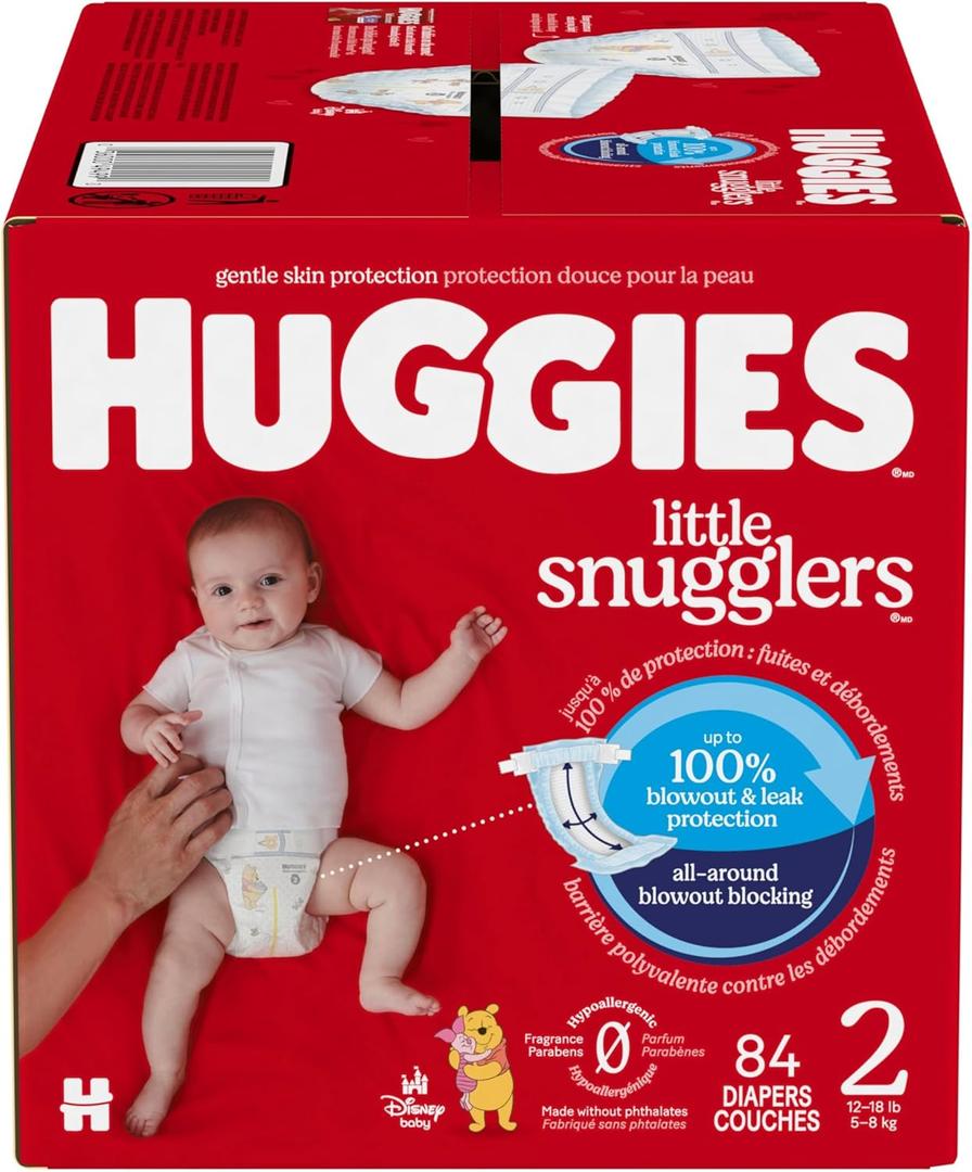 Huggies Size 2 Diapers, Little Snugglers Baby Diapers, Size 2 (12-18 lbs), 84 Count
