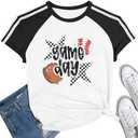 Baseball Shirts Women Baseball Mom Shirts Funny Game Day Baseball Graphic T Shirt Casual Color Block Short Sleeve Tops Size 2 XL