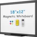 VIZ-PRO Magnetic Whiteboard/Dry Erase Board with Black Aluminium Frame, 18 X 12 Inches, Includes 1 Eraser & 2 Markers & 4 Magnets