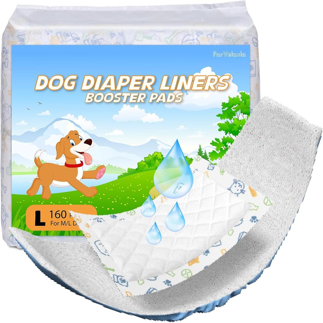 Dog Diaper Liners 100ct, Disposable Dog Diaper Pads Liner Female and Male Super Absorbent Doggie Period Diaper Inserts fit Most Puppy Diapers,Belly Band(Long)