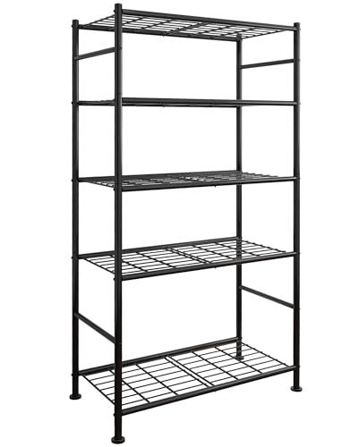 Sakugi Storage Shelves - 5 Tier Shelf Organizer, Heavy Duty Garage Shelving Unit with Leveling Feet, Stable Metal Shelves Organizer for Pantry, Kitchen and Closet, 33.0" W x 12.6" D x 72.0" H, Black