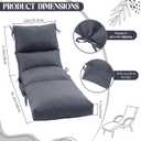 Kigley 2 Pcs Chaise Lounge Cushions, 78 x 22 x 4.7 Inch Outdoor Lounge Chair Cushions with Pocket, Thick Tufted Patio Recliner Replacement with Ties, Fade Resistant for Pool Furniture (Dark Gray)