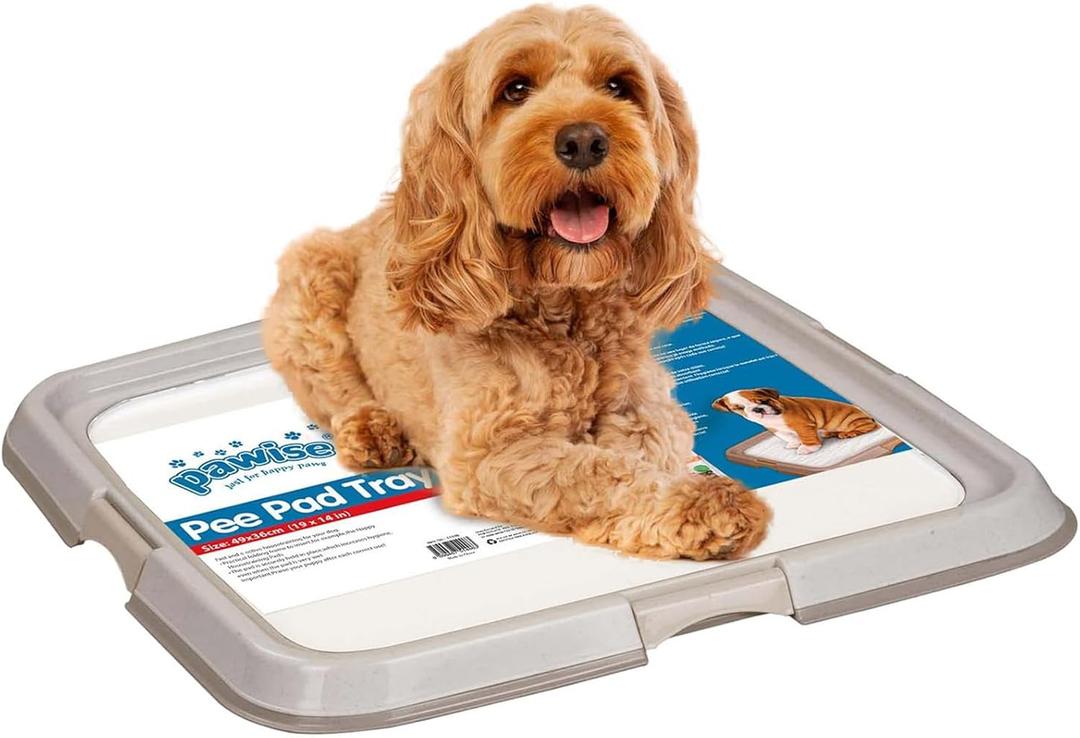 Pawise Dog Pee Pad Holder for Puppy, Puppy Pad Holder Tray, Pet Training Pee Pad, Indoor Potty Tray for Senior Dogs, Dog Toilet for Newborn Puppies, 23.5" x 23.5" (Small)