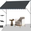 Manual Retractable Awning, Outdoor Sunshade,118inch Gray, 118×55×118inch