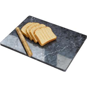 Diflart Natural Marble Stone Cutting Board for Kitchen, 16x20 Inch, Black, Marble Slab Pastry Board Large with Non Slip Feets for Keep the Dough Cool and Chocolate Tempering, Pack of 1 Pcs