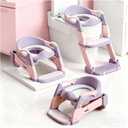 Snugzy Toddler Potty Training Seat 3-in-1 Foldable Potty Training Toilet with Step Stool Adjustable Potty Chair with Urinals (Pink Purple)