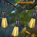 Afirst Solar Outdoor String Lights 24FT with 15 LED Bulbs 2700K Weatherproof Satterproof Patio Lights for Garden Backyard Umbrella Lighting
