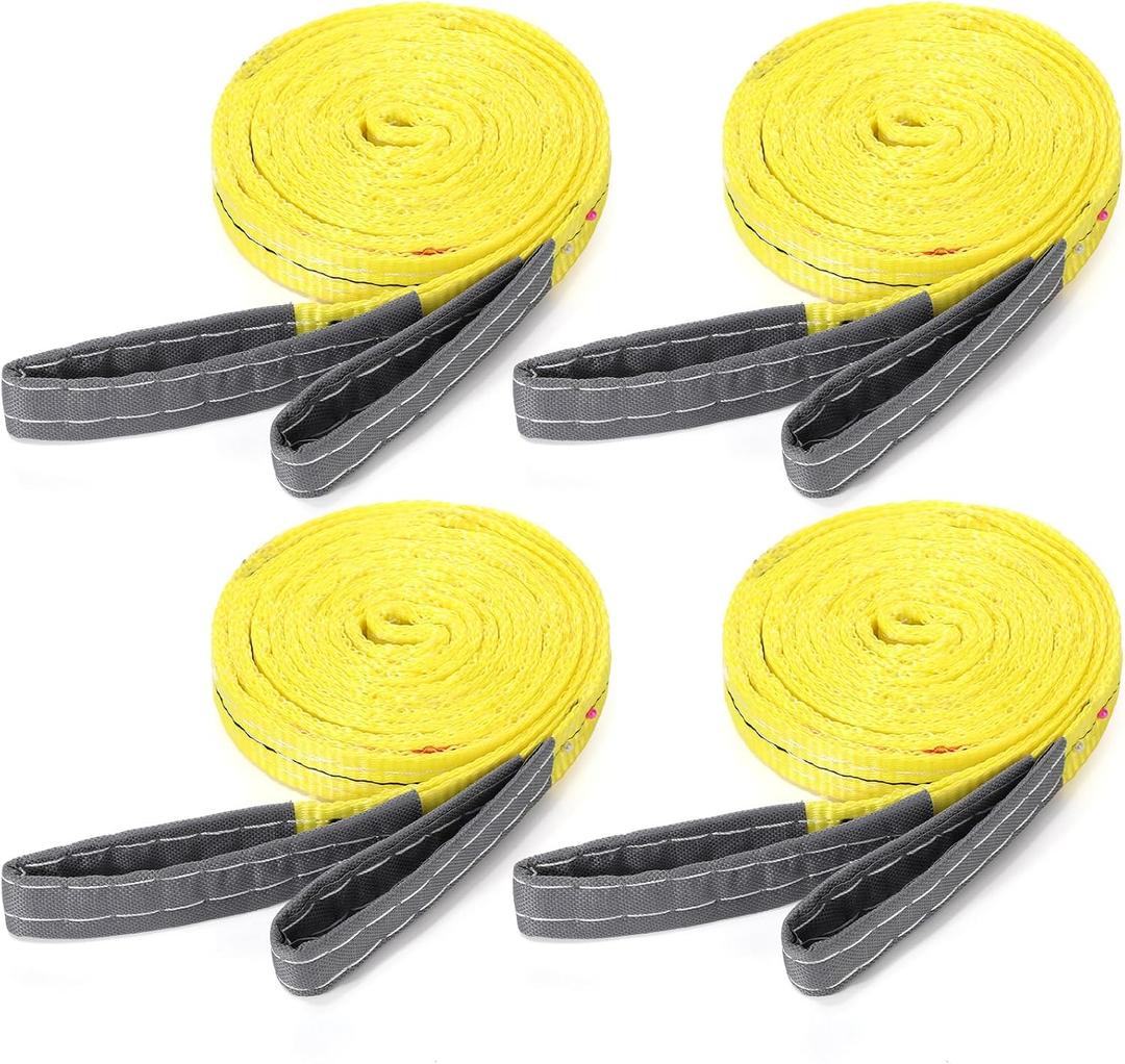 4 Pcs Lift Sling Straps Heavy Duty Web Slings Straps Polyester Nylon for Hoist Car Outdoor Using