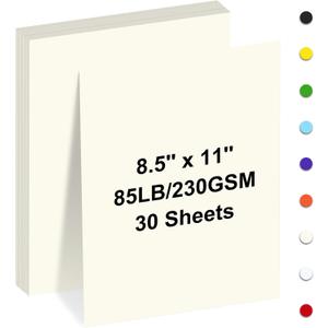 Cardstock 8.5" x 11 ",Cardstock Paper 85 lb/230 gsm,Cream Card Stock for Printer,Drawing,Gift tags,Invitations, Cards etc (Cream, 30 Sheets)