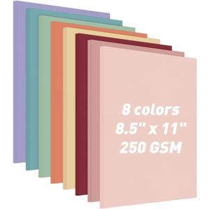 MAXECHO 8.5"x11" Colored Cardstock 32 Sheets, 250gsm/92lb Double-Sided Heavyweight Assorted Color Card Stock for Printer, Cricut, DIY Crafts, Card Making, Die Cutting, Scrapbooking, Construction Paper