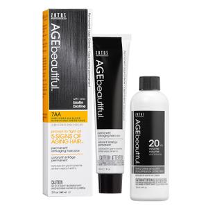 AGE beautiful Permanent Hair Color Dye Liqui Creme | 100% Gray Coverage | Anti-Aging Haircolor | Biotin for Thicker, Fuller Hair | Professional Salon Coloring (7AA Double Ash)