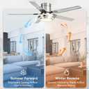 42 inch Ceiling Fans with Lights, Modern Low Profile Ceiling Fan with Light and Remote Control, Flush Mount, Reversible, 3CCT, Dimmable, Brushed Nickel Ceiling Fans for Bedroom Living Room