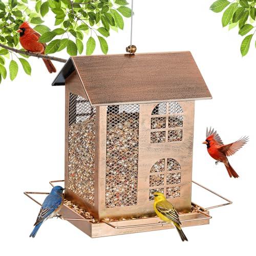 Bird Feeders for Outdoors, Heavy Duty Metal Bird Feeders for Outside Hanging, 6.5Lbs Large Capacity Wild Birdfeeder for Garden, Patio Watching Decor Durable Backyard Feeder