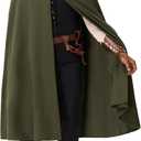 Spooktacular Creations Halloween Renaissance Cloak Costume Men, Green Medieval Hooded Cape Vintage Capelet for Themed Parties (L)