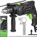 GALAX PRO 4.5Amp 0-3000RPM Corded Hammer Drill, 5pcs Bit, Hammer and Drill 2 Functions in 1 with 12 Variable Speed, 1/2 Inch Keyed Metal Chuck, 360 Rotating Handle