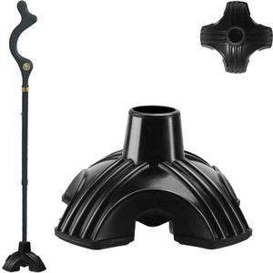 Z&Q LABOR 3/4'' Self Standing Rubber Cane Tip Quad Walking Cane Tips with 6 Support Feet Heavy Duty Rubber Cane Tip Base for Walking (CANE TIP4-7/8''-black)
