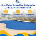 Blue Wave 16-ft x 32-ft Rectangular Pool Solar Blanket - 12-mil Solar Pool Cover with Thermal Bubbles to Retain Heat and Reduce Evaporation Fade Resistant Pool Solar Cover for Inground Pool - Blue