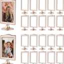 20 Pack Double Sided Standing Picture Frame 4x6 Plastic Photo Frame Bulk White Picture Display Holder Stand for Table Number, Menu, Wedding, Christmas (Champagne Gold)