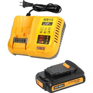 3Ah 20V Replacement for Dewalt 20V Max Battery with DCB112 Charger 12/20V Max Charger (Yellow)