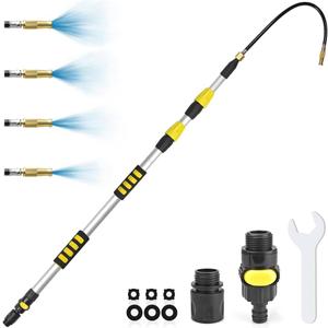 12FT Long Reach Gutter Cleaning Tools, Telescoping Gutter Cleaner Tools from the Ground, Rain Gutter Cleaning Tool, Watering Wand for Garden Hose, Gutter Cleaning Hose Attachment