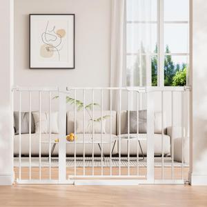 InnoTruth 29.6-50.1 in Extra Wide Baby Gate for Stairs and Doorways, White