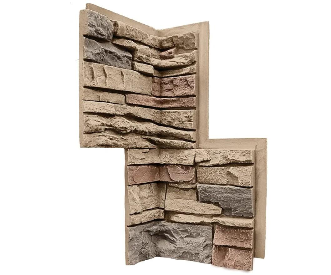 GenStone Faux Stacked Stone 90 Degree Inside Corner Panel 22.5" x 12" in Desert Sunrise Color for Do It Yourself Friendly Home Improvement Projects