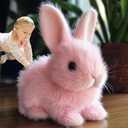 Bunny - My Realistic Bunny Toy, Interactive Bunny Realistic Bunny - Jumping, Twitching, and Shaking Ears, Easter Stuffed Bunny (Pink)