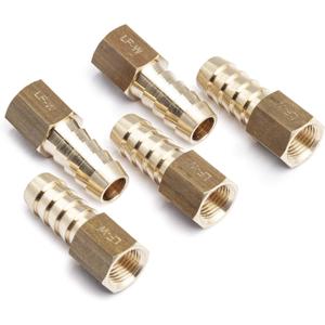 LTWFITTING No Lead Brass Fitting Coupler/Adapter 3/8" Hose Barb x 1/8" Female NPT (Pack of 5)