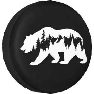 Spare Tire Cover for RV Camper Trailer Bear Forest Silhouette, Weatherproof Universal Spare Tire Cover for RV Travel Trailer Camper Truck 14inch
