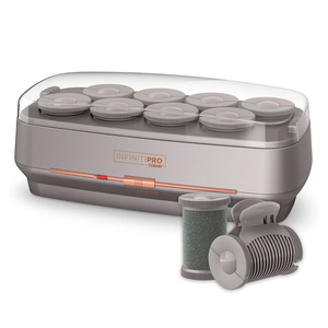 INFINITIPRO BY CONAIR Ceramic Flocked Hot Rollers for Long, Medium, and All Hair - Hair Curler - Hair Roller Clips Included - 2 inch Rollers