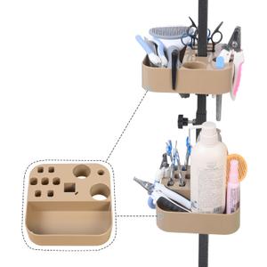 Pet Grooming Organizer for Scissors Brushes and Tools Holder - Portable Dog Grooming Table and Arm Stand Tools(khakiSquare 2PCS)