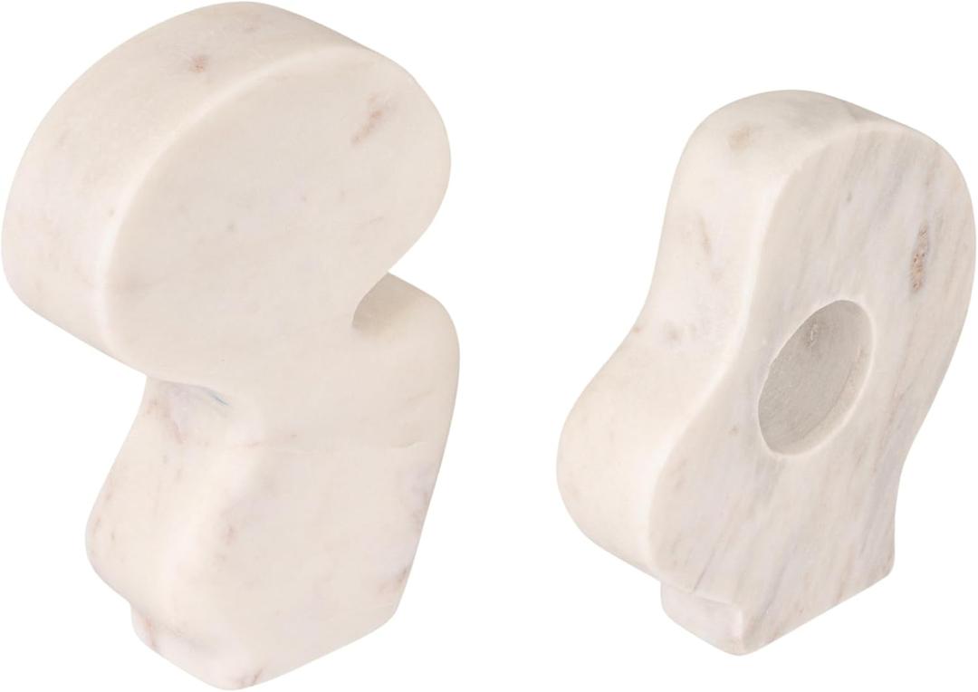 Bloomingville Decorative Abstract Marble Sculptures, Set of 2 Styles, White