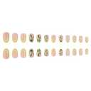 2 x MERVF Medium Press on Nails Oval Fake Nails Green French Tip Glue ons Butterfly Rhinestones Design Spring Round Acrylic False Nails for Women Glossy 24pcs