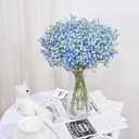 MARTINE MALL Babys Breath Artificial Flowers, 15 PCS Blue Baby Breath Flowers Artificial Bulk, Fake Babys Breath Gypsophila Real Touch Faux Babys Breath for Wedding Floral Arrangement Home Decor