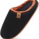 KuaiLu Mens House Memory Foam Slippers with Orthopedic Arch Support Comfy Warm Plush Lining Slip On Casual Pantuflas Mans Comfortable Bedroom Shoes Rubber Sole for Indoor&Outdoor Black Brown Size 10