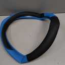 SHIAWASENA Car Steering Wheel Cover, Leather, Universal 15 Inch Fit, Anti-Slip & Odor-Free (Black&Blue)