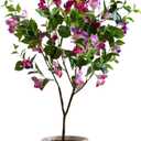 5FT Pink/Purple Artificial Bougainvillea Tree, Beautiful Artificial Tree for Outdoor Indoor Office Wedding Home Decor Used for Dining Table Center, Wedding Parties, and(Purple,3ft) (0in)