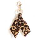 Xansema Leopard Print Fabric Bag Charms for Women, Cute Leopard Keychain Bag Accessories for Handbags Totes & Backpacks (Green)