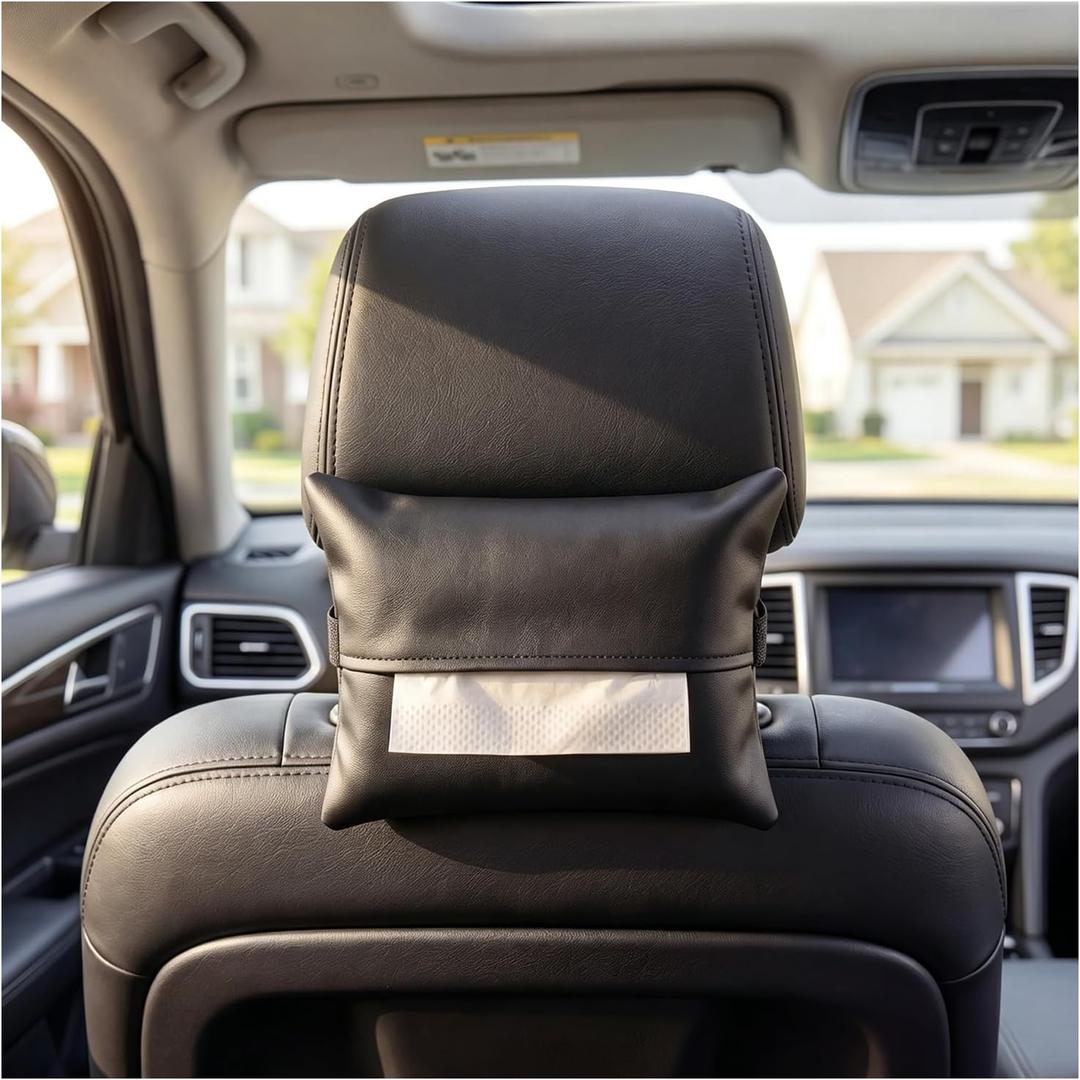 Car Tissue Holder,Car Tissue Box Holder,PU Leather,Easy Install for Seat Back,Sun Visor,Armrest Box(1 Pack),Excluding Tissues