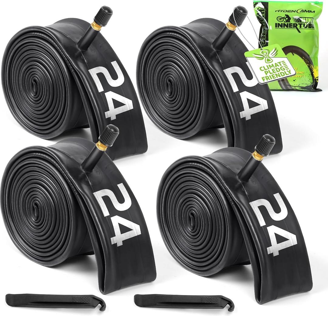 4 Pack 12''/16"/18"/ 20"/ 24"/ 26" /27.5''/29" x1.75/1.95/2.10/2.125 Bike Tubes with 2 Tire Levers, Bicycle Tube 32mm Schrader Valve, Bike Inner Tube for Road/MTB/Kids Bike (4 of One Size)