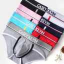 Casey Kevin Men's Cotton Briefs Wide Waistband No Fly Underwear Briefs for Men 4 Pack (L)