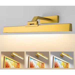 Picture Lights for Wall, Battery Operated Picture Light 16in Gallery Light for Paintings CCT Dimmable Recharging Battery Wall Light with Remote Control for Living Room Gallery Dartboard Art (Gold)